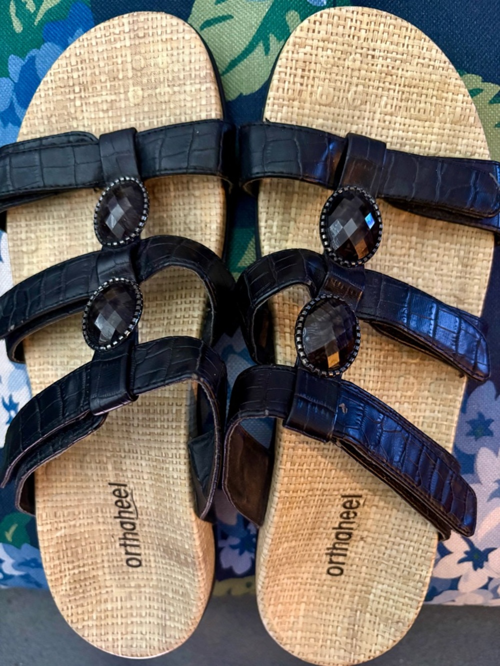 Women’s Orthaheel Porto II by Vionic Croc-Embossed Jewelled Sandals